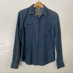 Nine West Vintage America Collection | Denim Button Up XS |Women’s Western Shirt